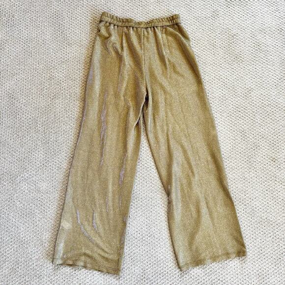 CeCe Metallic Gold Straight-Leg High Rise Glitter Sparkle Zip Trouser Pants S - Picture 5 of 10